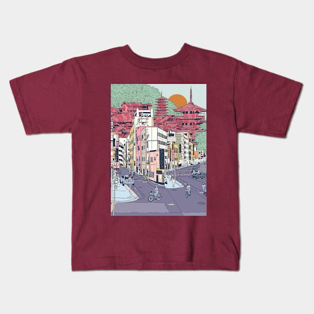 TOKYO ART 1 Kids T-Shirt by justblackdesign